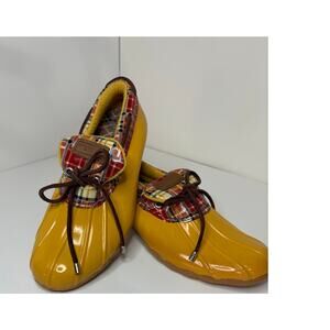 Sperry Top Sider Waterproof Rubber Duck Boot Yellow Plaid Women's Sz 8.5